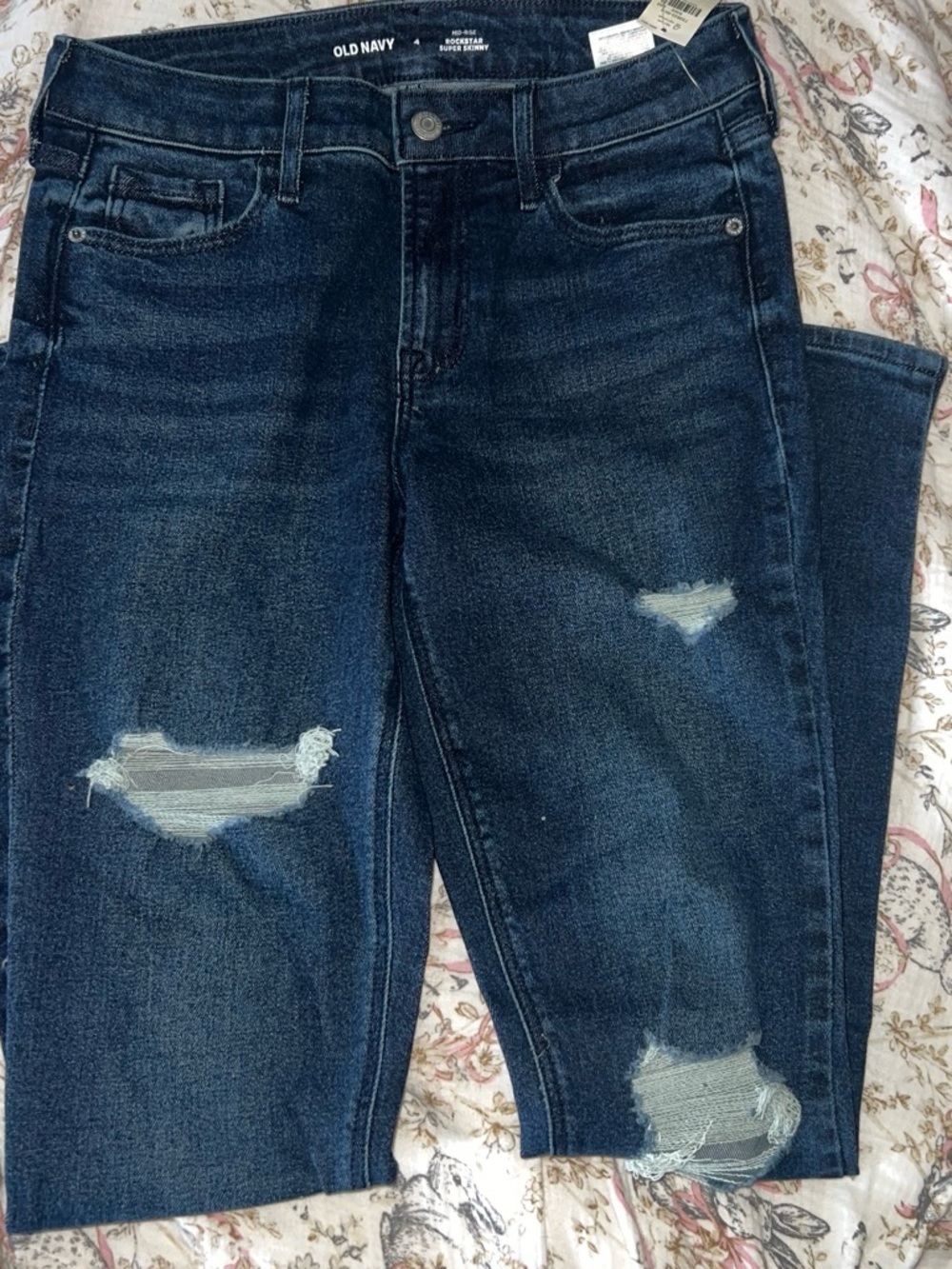 Old Navy Dark Indigo Distressed Skinny Jeans